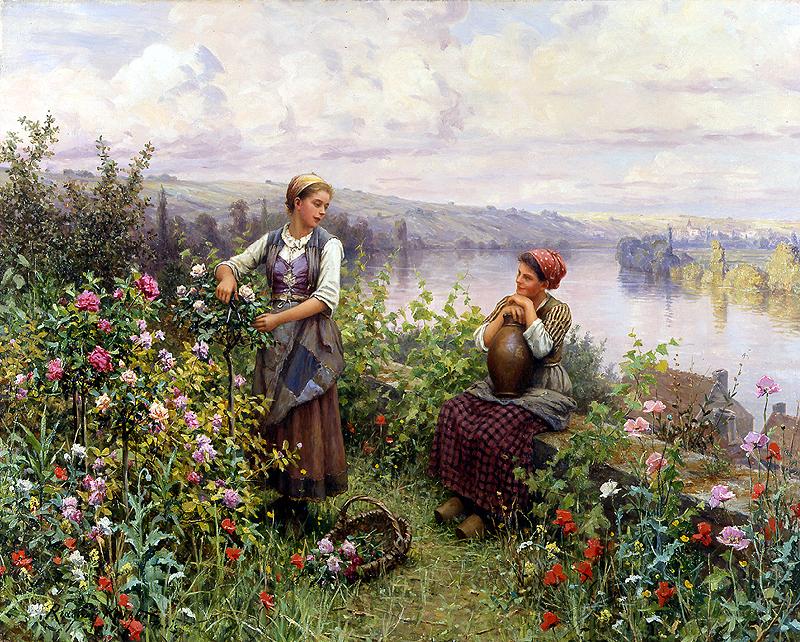 Daniel Ridgeway Knight On the Terrace at Rolleboise oil painting image